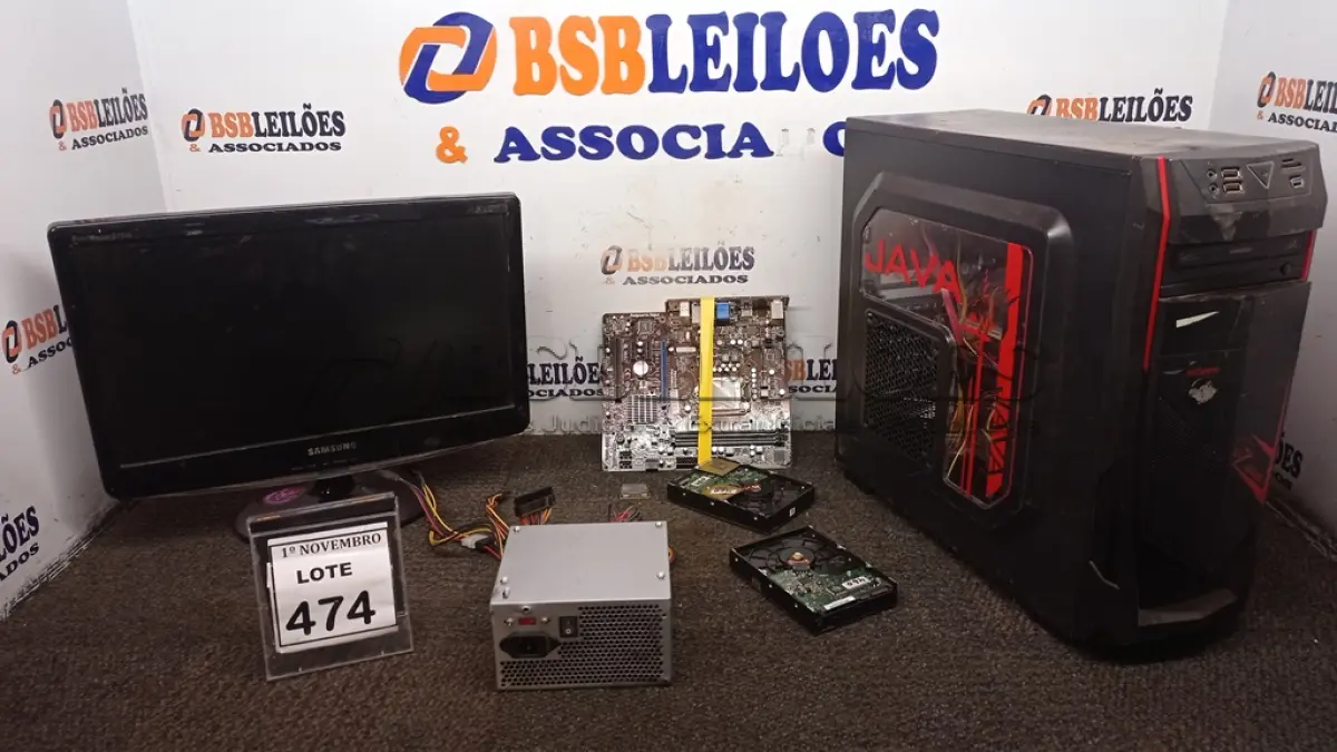 LOTE 474 - 01 CPU, 01 MONITOR, 01 PLACA MÃE, 02 HDS E 01 FONTE DE PC. (NO ESTADO) ATENÇÃO! FAZER A VISITAÇÃO ANTES DE ARREMATAR, NÃO SABEMOS SE FUNCIONA, LEILÃO NÃO TEM GARANTIA E NEM DEVOLUÇÃO, SUJEITO A POSSÍVEIS AVARIAS VISÍVEIS/OCULTAS E/OU AUSÊNCIA DE COMPONENTES.