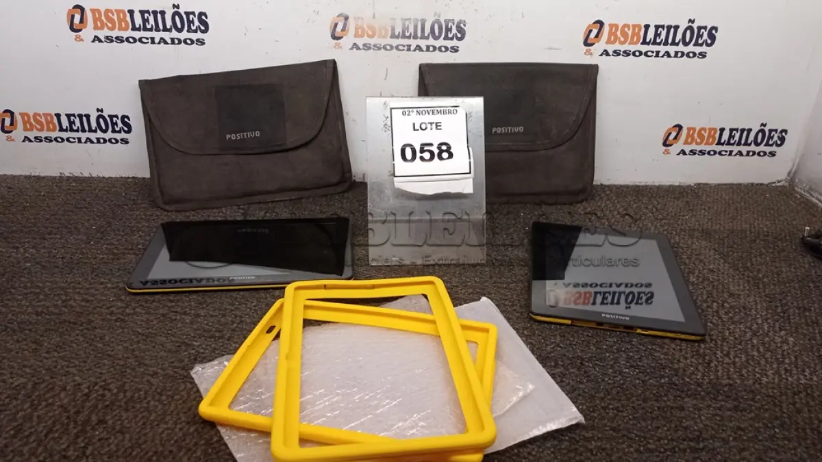 LOTE 058 - 02 TABLETS MARCA POSITIVO COM CAPA. (NO ESTADO) ATENÇÃO! FAZER A VISITAÇÃO ANTES DE ARREMATAR, NÃO SABEMOS SE FUNCIONA, LEILÃO NÃO TEM GARANTIA E NEM DEVOLUÇÃO, SUJEITO A POSSÍVEIS AVARIAS VISÍVEIS/OCULTAS E/OU AUSÊNCIA DE COMPONENTES.