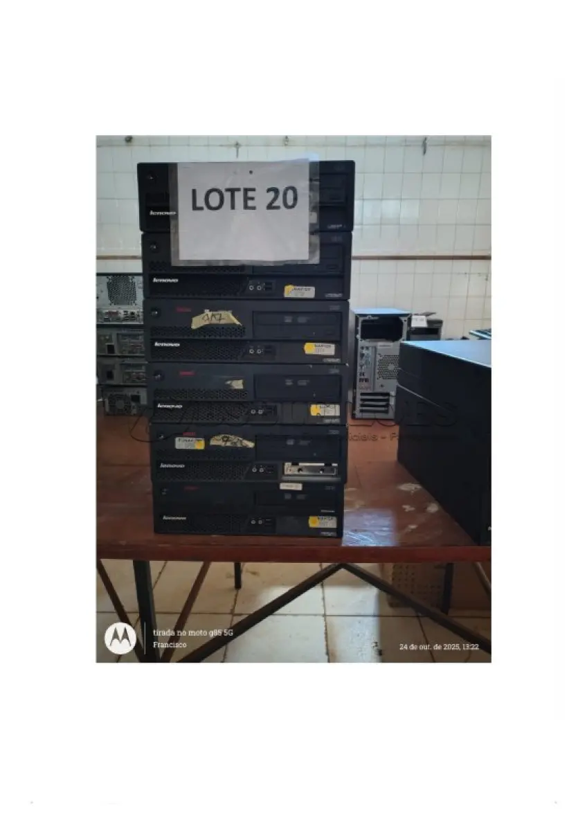 LOTE 020 - 06 MICROCOMPUTADORES DESKTOP – LENOVO; (NO ESTADO DE CONSERVAÇÃO QUE SE ENCONTRAM)