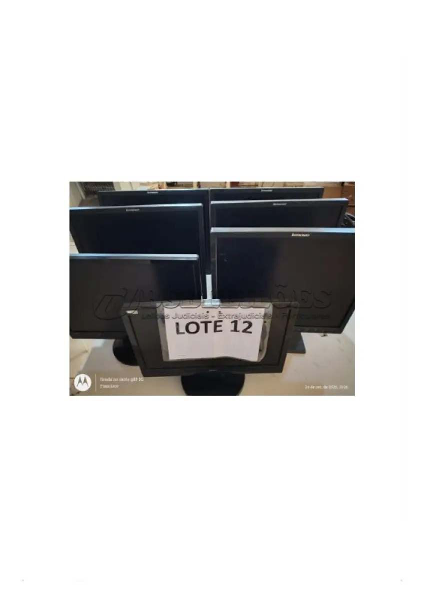 LOTE 012 - 07 MONITORES DE VIDEO POLICROMATICO E DE LED LCD – MARCAS LENOVO E AOC; (NO ESTADO DE CONSERVAÇÃO QUE SE ENCONTRAM)