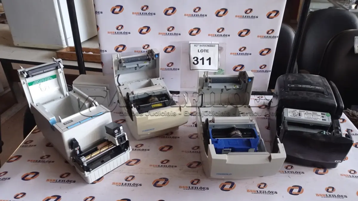 LOTE 311 - 04 IMPRESSORAS DE CUPOM  MARCAS E MODELOS DIVERSOS. (NO ESTADO) ATENÇÃO! FAZER A VISITAÇÃO ANTES DE ARREMATAR, NÃO SABEMOS SE FUNCIONA, LEILÃO NÃO TEM GARANTIA E NEM DEVOLUÇÃO, SUJEITO A POSSÍVEIS AVARIAS VISÍVEIS/OCULTAS E/OU AUSÊNCIA DE COMPONENTES.