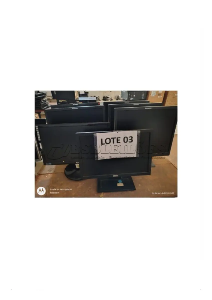 LOTE 003 - 07 MONITORES DE VIDEO POLICROMATICO LCDE DE LED LCD, MARCAS LENOVO, AOC E DELL; (NO ESTADO DE CONSERVAÇÃO QUE SE ENCONTRAM)