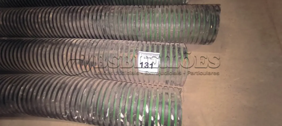 LOTE 131 - 03 MANGUEIRAS PERFURADAS PARA DRENAGEM. (NO ESTADO) ATENÇÃO! FAZER A VISITAÇÃO ANTES DE ARREMATAR, NÃO SABEMOS SE FUNCIONA, LEILÃO NÃO TEM GARANTIA E NEM DEVOLUÇÃO, SUJEITO A POSSÍVEIS AVARIAS VISÍVEIS/OCULTAS E/OU AUSÊNCIA DE COMPONENTES.