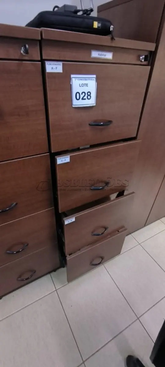 LOTE 028 - 01 ARQUIVO EM MADEIRA COM 04 GAVETAS. (NO ESTADO) ATENÇÃO! FAZER A VISITAÇÃO ANTES DE ARREMATAR, NÃO SABEMOS SE FUNCIONA, LEILÃO NÃO TEM GARANTIA E NEM DEVOLUÇÃO, SUJEITO A POSSÍVEIS AVARIAS VISÍVEIS/OCULTAS E/OU AUSÊNCIA DE COMPONENTES.