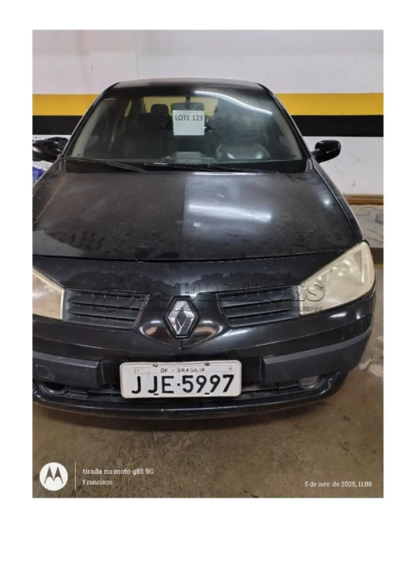 LOTE 129 - 01 VEÍCULO RENAULT MEGANE SEDAN LE1 4 PORTAS 1.6 16V ANO 2008, JJE-5997 – RENAVAM 00961891688      CHASSI Nº 93YLM2M1H8J018126. (NO ESTADO DE CONSERVAÇÃO QUE SE ENCONTRA)