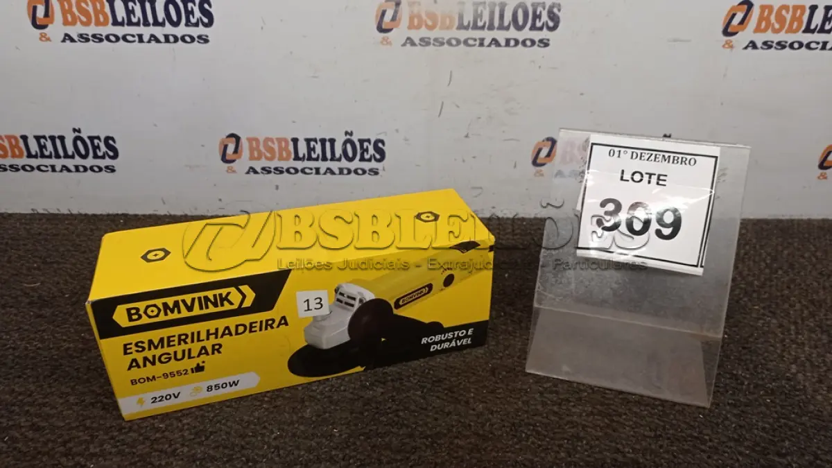 LOTE 309 - 01 ESMERILHADEIRA ANGULAR 220V. (NO ESTADO) ATENÇÃO! FAZER A VISITAÇÃO ANTES DE ARREMATAR, NÃO SABEMOS SE FUNCIONA, LEILÃO NÃO TEM GARANTIA E NEM DEVOLUÇÃO, SUJEITO A POSSÍVEIS AVARIAS VISÍVEIS/OCULTAS E/OU AUSÊNCIA DE COMPONENTES.