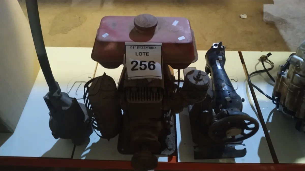 LOTE 256 - 01 MOTOR ESTACIONÁRIO MARCA BRANCO MODELO 3.5CV,01 MÁQUINA DE COSTURA COM AVARIAS E 0 BOMBA D’AGUA. (NO ESTADO) ATENÇÃO! FAZER A VISITAÇÃO ANTES DE ARREMATAR, NÃO SABEMOS SE FUNCIONA, LEILÃO NÃO TEM GARANTIA E NEM DEVOLUÇÃO, SUJEITO A POSSÍVEIS AVARIAS VISÍVEIS/OCULTAS E/OU AUSÊNCIA DE COMPONENTES.