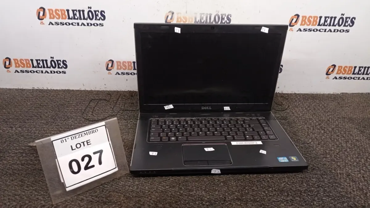 LOTE 027 - 01 NOTEBOOK MARCA DELL SÉRIE VOSTRO. (NO ESTADO) ATENÇÃO! FAZER A VISITAÇÃO ANTES DE ARREMATAR, NÃO SABEMOS SE FUNCIONA, LEILÃO NÃO TEM GARANTIA E NEM DEVOLUÇÃO, SUJEITO A POSSÍVEIS AVARIAS VISÍVEIS/OCULTAS E/OU AUSÊNCIA DE COMPONENTES.