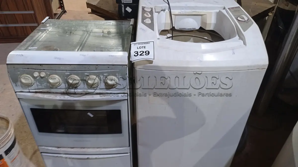 LOTE 329 - 01 SUCATA DE MÁQUINA DE LAVAR E 01 SUCATA DE FOGÃO. (NO ESTADO) ATENÇÃO! FAZER A VISITAÇÃO ANTES DE ARREMATAR, NÃO SABEMOS SE FUNCIONA, LEILÃO NÃO TEM GARANTIA E NEM DEVOLUÇÃO, SUJEITO A POSSÍVEIS AVARIAS VISÍVEIS/OCULTAS E/OU AUSÊNCIA DE COMPONENTES.