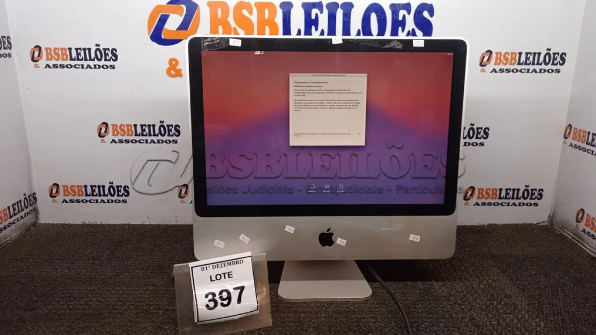 LOTE 397 - 01 IMAC APPLE. (NO ESTADO) ATENÇÃO! FAZER A VISITAÇÃO ANTES DE ARREMATAR, NÃO SABEMOS SE FUNCIONA, LEILÃO NÃO TEM GARANTIA E NEM DEVOLUÇÃO, SUJEITO A POSSÍVEIS AVARIAS VISÍVEIS/OCULTAS E/OU AUSÊNCIA DE COMPONENTES.