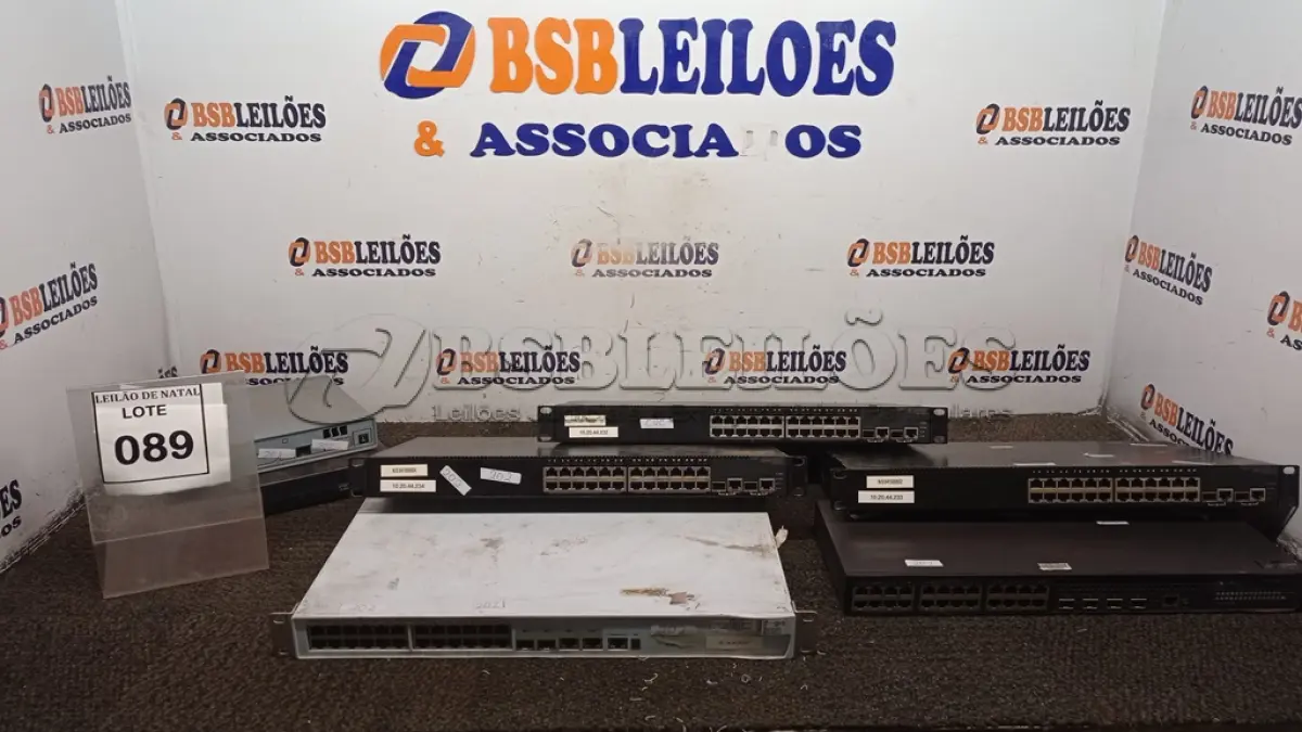 LOTE 089 - 06 SWITCHES DE MARCAS E MODELOS DIVERSOS. (NO ESTADO) ATENÇÃO! FAZER A VISITAÇÃO ANTES DE ARREMATAR, NÃO SABEMOS SE FUNCIONA, LEILÃO NÃO TEM GARANTIA E NEM DEVOLUÇÃO, SUJEITO A POSSÍVEIS AVARIAS VISÍVEIS/OCULTAS E/OU AUSÊNCIA DE COMPONENTES.