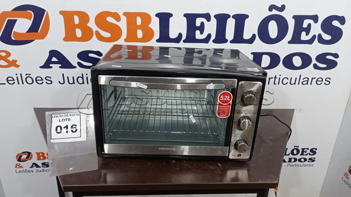 LOTE 016 - 01 FORNO ELÉTRICO 52L MARCA MONDIAL. (NO ESTADO) ATENÇÃO! FAZER A VISITAÇÃO ANTES DE ARREMATAR, NÃO SABEMOS SE FUNCIONA, LEILÃO NÃO TEM GARANTIA E NEM DEVOLUÇÃO, SUJEITO A POSSÍVEIS AVARIAS VISÍVEIS/OCULTAS E/OU AUSÊNCIA DE COMPONENTES.