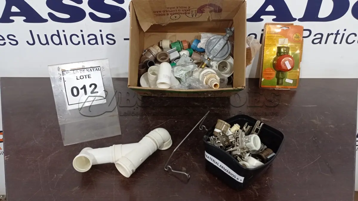 LOTE 012 - 01 REGISTRO DE BOTIJÃO DE GÁS, 01 TEMPORIZADOR PARA IRRIGAÇÃO E DIVERSOS ACESSÓRIOS DE HIDRÁULICA E CONEXÕES DIVERSAS. (NO ESTADO) ATENÇÃO! FAZER A VISITAÇÃO ANTES DE ARREMATAR, NÃO SABEMOS SE FUNCIONA, LEILÃO NÃO TEM GARANTIA E NEM DEVOLUÇÃO, SUJEITO A POSSÍVEIS AVARIAS VISÍVEIS/OCULTAS E/OU AUSÊNCIA DE COMPONENTES.