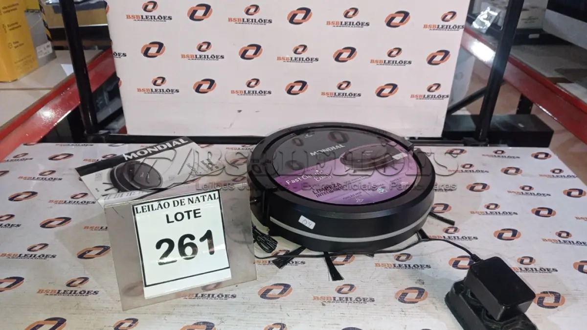LOTE 261 - 01 ASPIRADOR ROBÔ MARCA MONDIAL. (NO ESTADO) ATENÇÃO! FAZER A VISITAÇÃO ANTES DE ARREMATAR, NÃO SABEMOS SE FUNCIONA, LEILÃO NÃO TEM GARANTIA E NEM DEVOLUÇÃO, SUJEITO A POSSÍVEIS AVARIAS VISÍVEIS/OCULTAS E/OU AUSÊNCIA DE COMPONENTES.