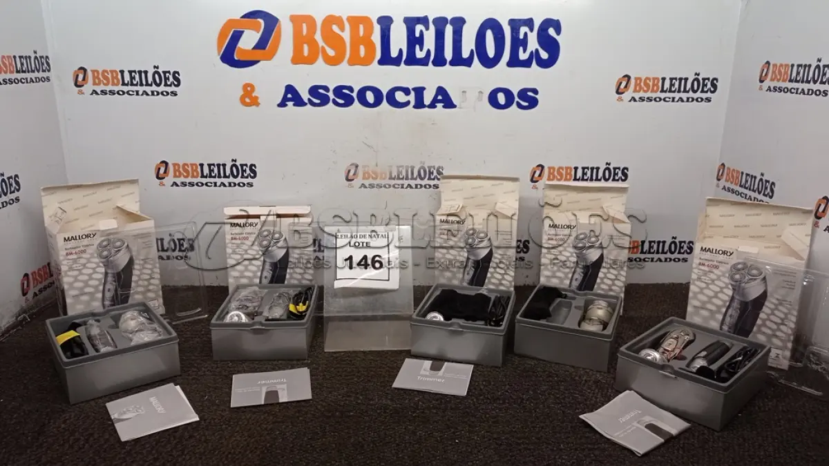 LOTE 146 - 05 BARBEADORES ELÉTRICOS MARCA MALLORY. (NO ESTADO) ATENÇÃO! FAZER A VISITAÇÃO ANTES DE ARREMATAR, NÃO SABEMOS SE FUNCIONA, LEILÃO NÃO TEM GARANTIA E NEM DEVOLUÇÃO, SUJEITO A POSSÍVEIS AVARIAS VISÍVEIS/OCULTAS E/OU AUSÊNCIA DE COMPONENTES.