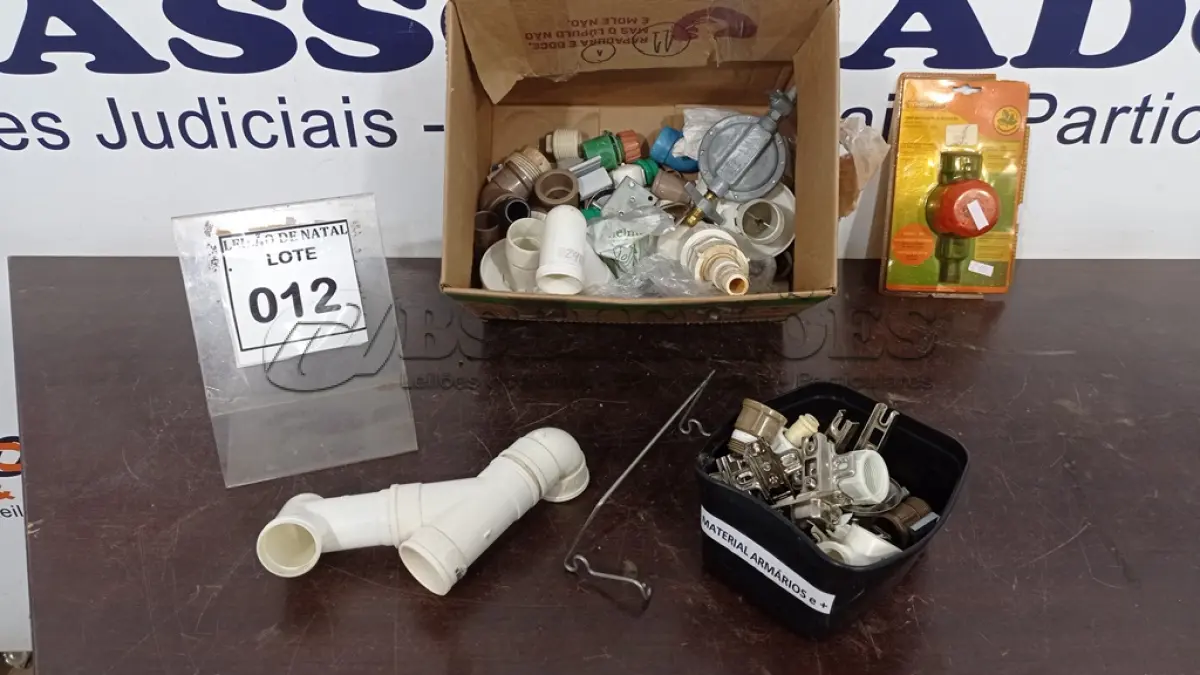 LOTE 012 - 01 REGISTRO DE BOTIJÃO DE GÁS, 01 TEMPORIZADOR PARA IRRIGAÇÃO E DIVERSOS ACESSÓRIOS DE HIDRÁULICA E CONEXÕES DIVERSAS. (NO ESTADO) ATENÇÃO! FAZER A VISITAÇÃO ANTES DE ARREMATAR, NÃO SABEMOS SE FUNCIONA, LEILÃO NÃO TEM GARANTIA E NEM DEVOLUÇÃO, SUJEITO A POSSÍVEIS AVARIAS VISÍVEIS/OCULTAS E/OU AUSÊNCIA DE COMPONENTES.