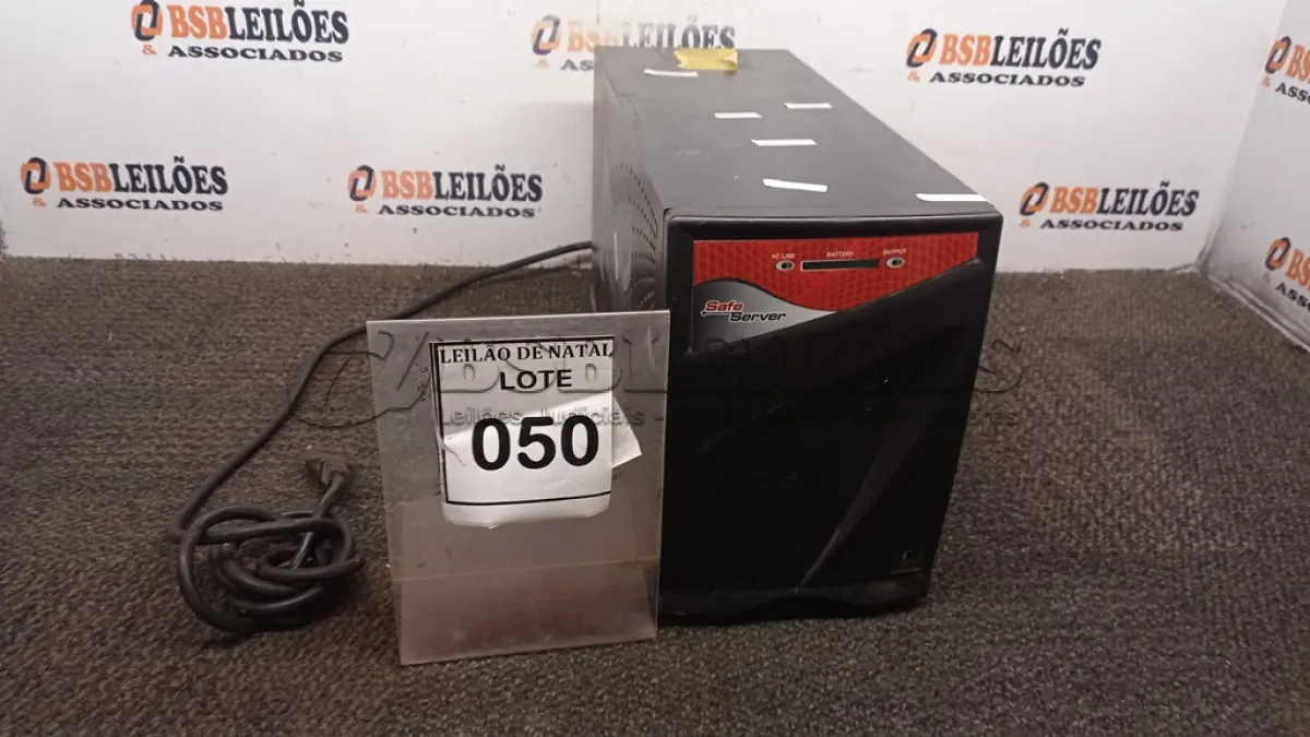 LOTE 050 - 01 NOBREAK MARCA SAFE SERVER 2KVA. (NO ESTADO) ATENÇÃO! FAZER A VISITAÇÃO ANTES DE ARREMATAR, NÃO SABEMOS SE FUNCIONA, LEILÃO NÃO TEM GARANTIA E NEM DEVOLUÇÃO, SUJEITO A POSSÍVEIS AVARIAS VISÍVEIS/OCULTAS E/OU AUSÊNCIA DE COMPONENTES.
