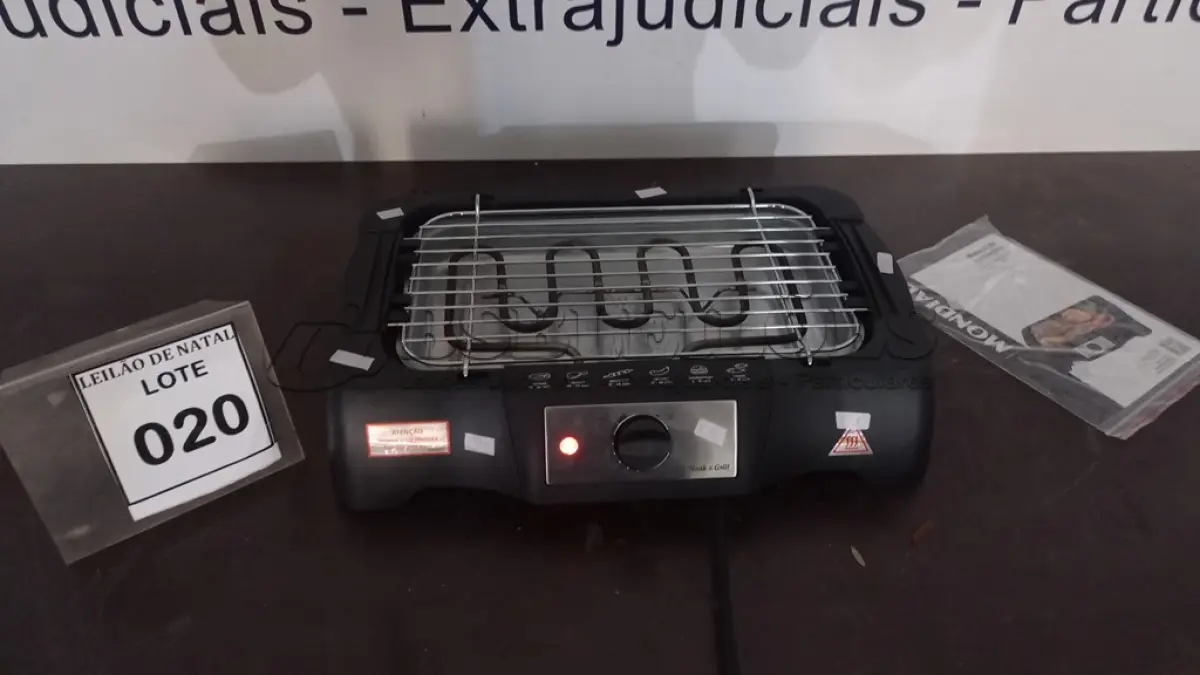 LOTE 020 - 01 CHURRASQUEIRA ELÉTRICA MARCA MONDIAL. (NO ESTADO) ATENÇÃO! FAZER A VISITAÇÃO ANTES DE ARREMATAR, NÃO SABEMOS SE FUNCIONA, LEILÃO NÃO TEM GARANTIA E NEM DEVOLUÇÃO, SUJEITO A POSSÍVEIS AVARIAS VISÍVEIS/OCULTAS E/OU AUSÊNCIA DE COMPONENTES.