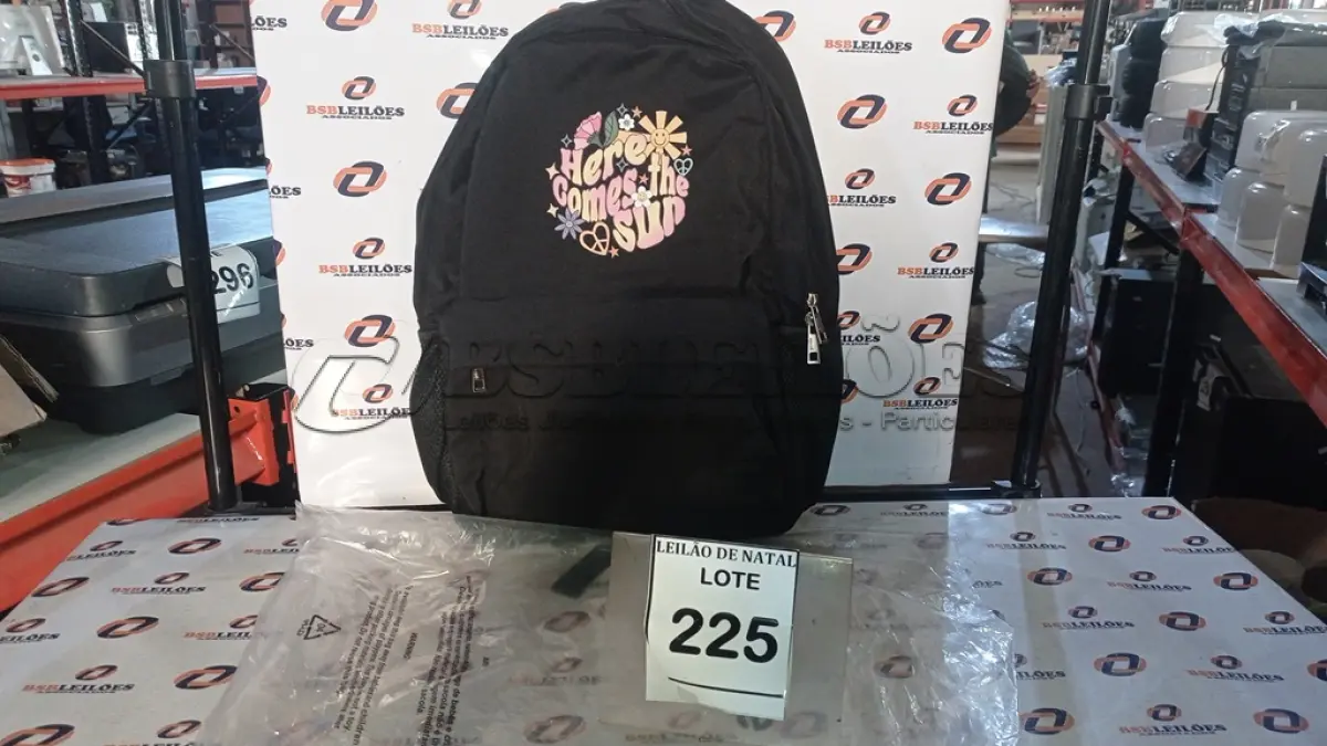 LOTE 225 - 01 MOCHILA NA COR PRETA COM LETTERING MARCA GOCASE. (NO ESTADO) ATENÇÃO! FAZER A VISITAÇÃO ANTES DE ARREMATAR, NÃO SABEMOS SE FUNCIONA, LEILÃO NÃO TEM GARANTIA E NEM DEVOLUÇÃO, SUJEITO A POSSÍVEIS AVARIAS VISÍVEIS/OCULTAS E/OU AUSÊNCIA DE COMPONENTES.