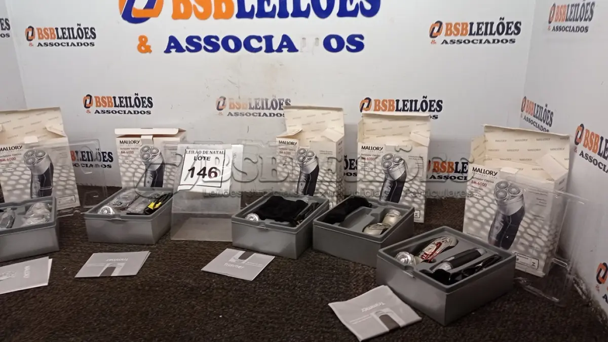 LOTE 146 - 05 BARBEADORES ELÉTRICOS MARCA MALLORY. (NO ESTADO) ATENÇÃO! FAZER A VISITAÇÃO ANTES DE ARREMATAR, NÃO SABEMOS SE FUNCIONA, LEILÃO NÃO TEM GARANTIA E NEM DEVOLUÇÃO, SUJEITO A POSSÍVEIS AVARIAS VISÍVEIS/OCULTAS E/OU AUSÊNCIA DE COMPONENTES.
