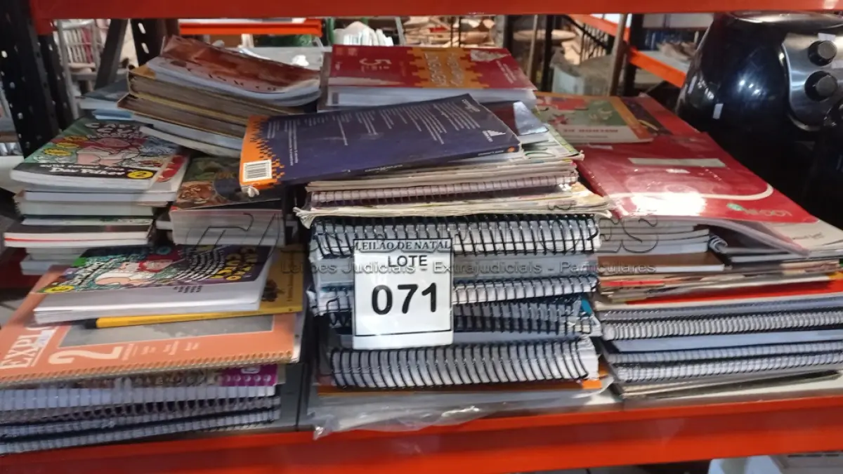 LOTE 071 - 01 LOTE COM GRANDE QUANTIDADE DE LIVROS E APOSTILAS DIVERSOS. (NO ESTADO) ATENÇÃO! FAZER A VISITAÇÃO ANTES DE ARREMATAR, NÃO SABEMOS SE FUNCIONA, LEILÃO NÃO TEM GARANTIA E NEM DEVOLUÇÃO, SUJEITO A POSSÍVEIS AVARIAS VISÍVEIS/OCULTAS E/OU AUSÊNCIA DE COMPONENTES.