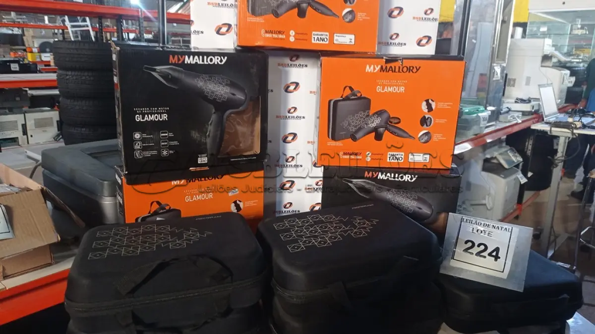 LOTE 224 - 05 SECADORES DE CABELO COM MALETA SENDO 127V MARCA MALLORY. (NO ESTADO) ATENÇÃO! FAZER A VISITAÇÃO ANTES DE ARREMATAR, NÃO SABEMOS SE FUNCIONA, LEILÃO NÃO TEM GARANTIA E NEM DEVOLUÇÃO, SUJEITO A POSSÍVEIS AVARIAS VISÍVEIS/OCULTAS E/OU AUSÊNCIA DE COMPONENTES.