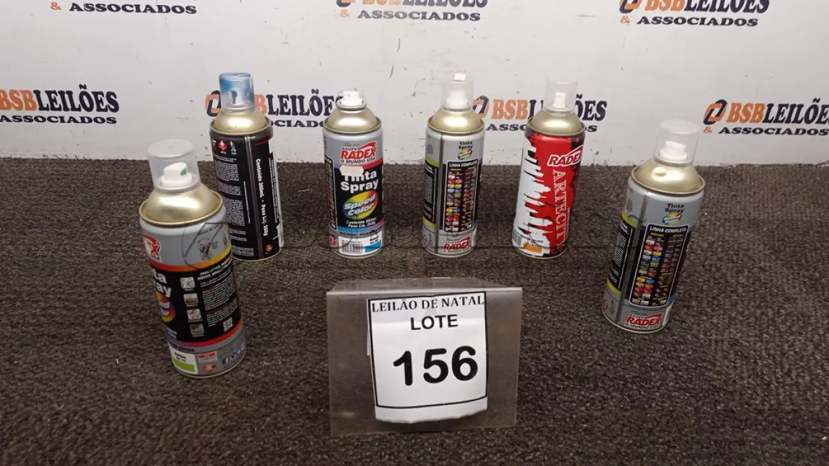 LOTE 156 - 06 TINTAS SPRAY PARA USO ARTÍSTICO MARCA RADEX CORES DIVERSAS. (NO ESTADO) ATENÇÃO! FAZER A VISITAÇÃO ANTES DE ARREMATAR, NÃO SABEMOS SE FUNCIONA, LEILÃO NÃO TEM GARANTIA E NEM DEVOLUÇÃO, SUJEITO A POSSÍVEIS AVARIAS VISÍVEIS/OCULTAS E/OU AUSÊNCIA DE COMPONENTES.