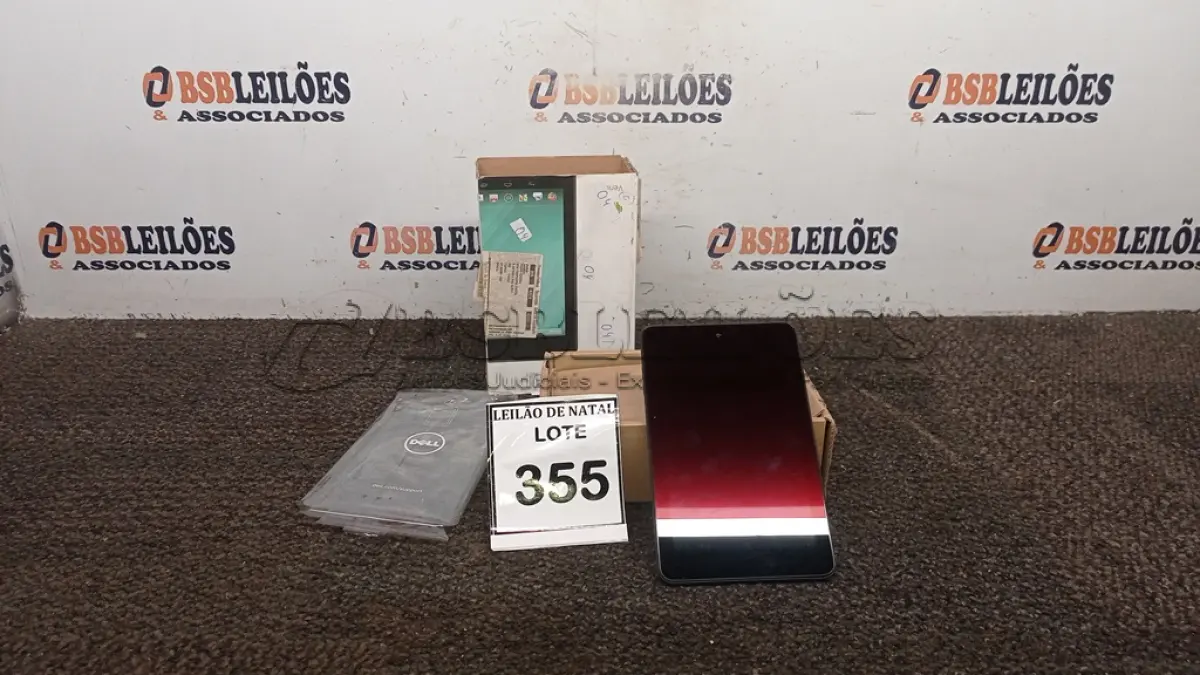 LOTE 355 - 01 TABLET MARCA DELL. (NO ESTADO) ATENÇÃO! FAZER A VISITAÇÃO ANTES DE ARREMATAR, NÃO SABEMOS SE FUNCIONA, LEILÃO NÃO TEM GARANTIA E NEM DEVOLUÇÃO, SUJEITO A POSSÍVEIS AVARIAS VISÍVEIS/OCULTAS E/OU AUSÊNCIA DE COMPONENTES.