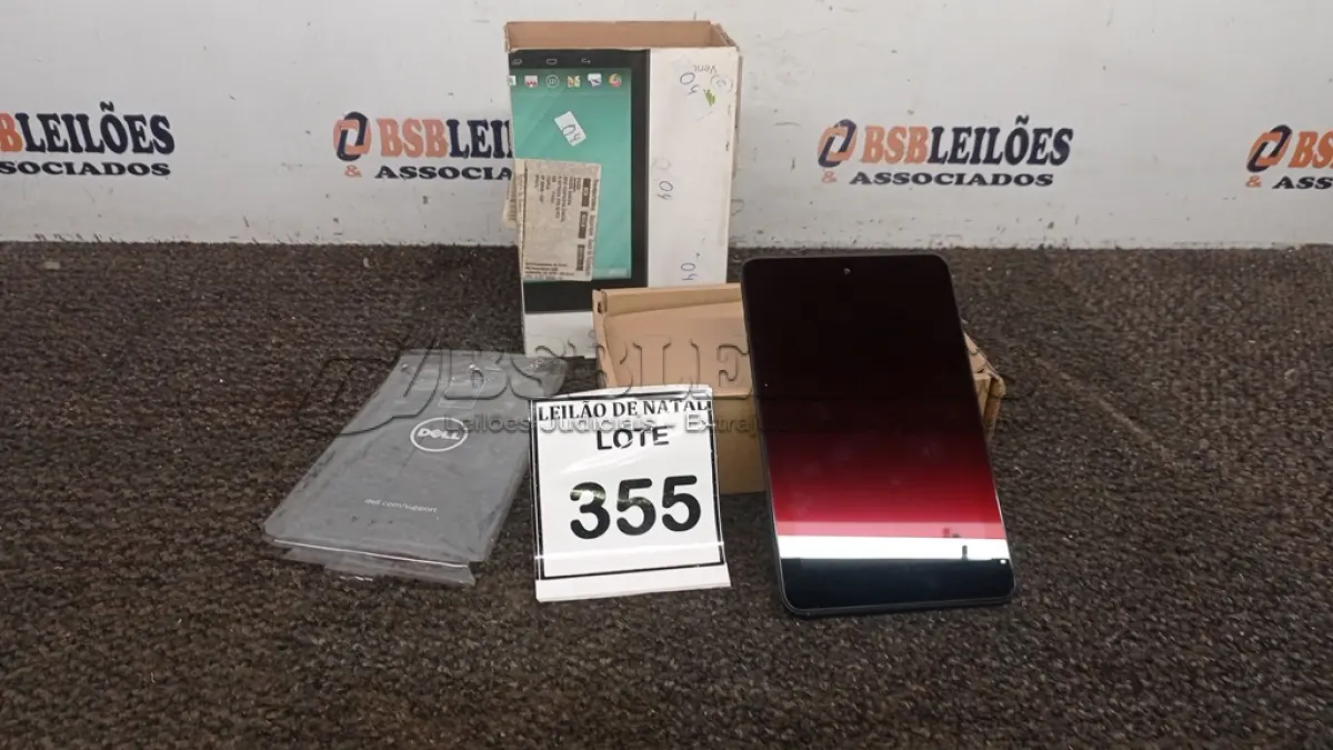 LOTE 355 - 01 TABLET MARCA DELL. (NO ESTADO) ATENÇÃO! FAZER A VISITAÇÃO ANTES DE ARREMATAR, NÃO SABEMOS SE FUNCIONA, LEILÃO NÃO TEM GARANTIA E NEM DEVOLUÇÃO, SUJEITO A POSSÍVEIS AVARIAS VISÍVEIS/OCULTAS E/OU AUSÊNCIA DE COMPONENTES.