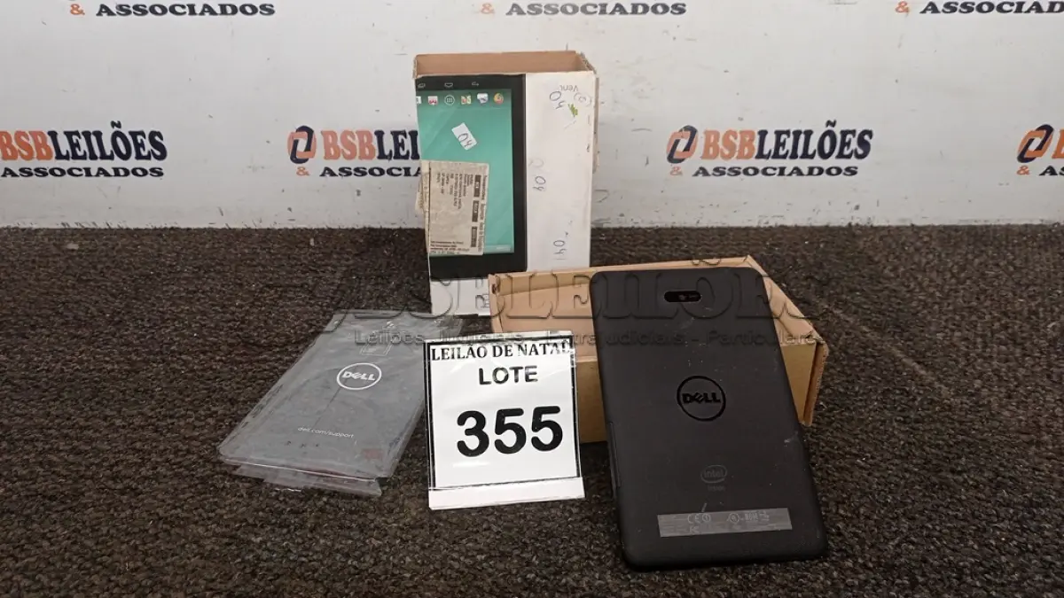 LOTE 355 - 01 TABLET MARCA DELL. (NO ESTADO) ATENÇÃO! FAZER A VISITAÇÃO ANTES DE ARREMATAR, NÃO SABEMOS SE FUNCIONA, LEILÃO NÃO TEM GARANTIA E NEM DEVOLUÇÃO, SUJEITO A POSSÍVEIS AVARIAS VISÍVEIS/OCULTAS E/OU AUSÊNCIA DE COMPONENTES.