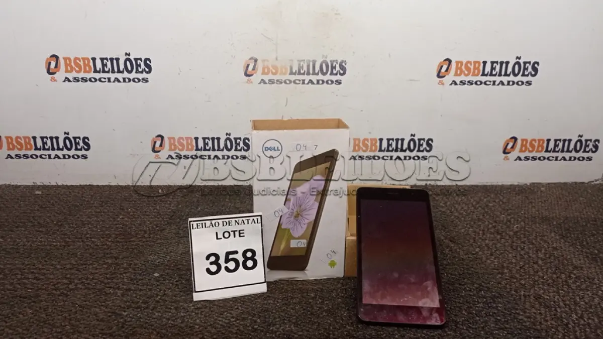 LOTE 358 - 01 TABLET MARCA DELL. (NO ESTADO) ATENÇÃO! FAZER A VISITAÇÃO ANTES DE ARREMATAR, NÃO SABEMOS SE FUNCIONA, LEILÃO NÃO TEM GARANTIA E NEM DEVOLUÇÃO, SUJEITO A POSSÍVEIS AVARIAS VISÍVEIS/OCULTAS E/OU AUSÊNCIA DE COMPONENTES.