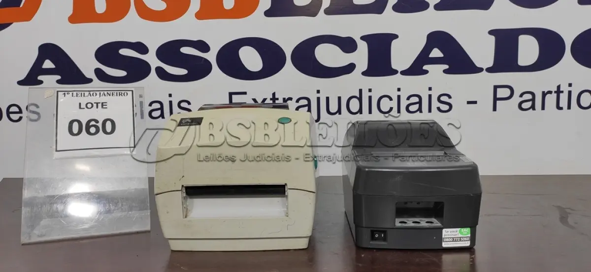 LOTE 060 - 02 IMPRESSORAS DE CUPOM SEM FONTES MARCAS DIVERSAS.  (NO ESTADO) ATENÇÃO! FAZER A VISITAÇÃO ANTES DE ARREMATAR, NÃO SABEMOS SE FUNCIONA. LEILÃO NÃO TEM GARANTIA E NEM DEVOLUÇÃO, SUJEITO A POSSÍVEIS AVARIAS VISÍVEIS/OCULTAS E/OU AUSÊNCIA DE COMPONENTES.