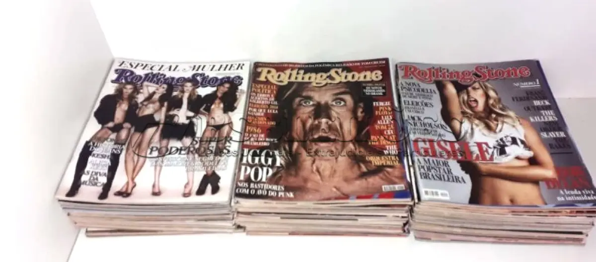 LOTE 464 - 01 COLEÇÃO COM 82 REVISTAS ROLLINGSTINE. (NO ESTADO) ATENÇÃO! FAZER A VISITAÇÃO ANTES DE ARREMATAR, NÃO SABEMOS SE FUNCIONA, LEILÃO NÃO TEM GARANTIA E NEM DEVOLUÇÃO, SUJEITO A POSSÍVEIS AVARIAS VISÍVEIS/OCULTAS E/OU AUSÊNCIA DE COMPONENTES.