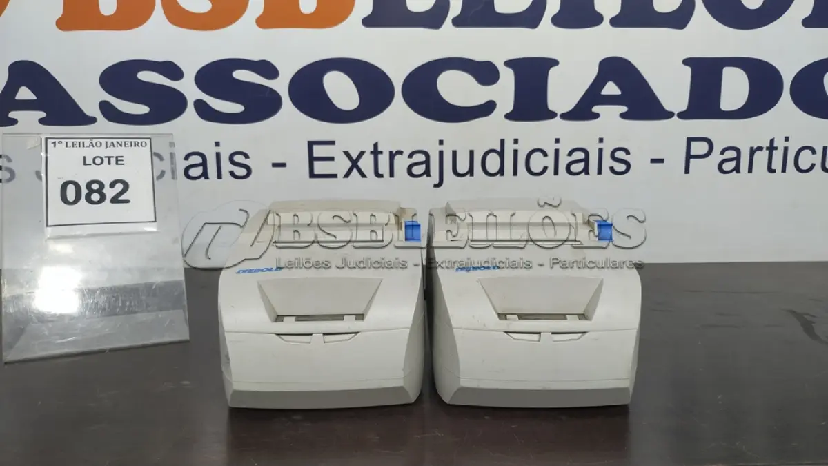 LOTE 082 - 02 IMPRESSORAS DE CUPOM SEM FONTE MARCA DIEBOLD.  (NO ESTADO) ATENÇÃO! FAZER A VISITAÇÃO ANTES DE ARREMATAR, NÃO SABEMOS SE FUNCIONA. LEILÃO NÃO TEM GARANTIA E NEM DEVOLUÇÃO, SUJEITO A POSSÍVEIS AVARIAS VISÍVEIS/OCULTAS E/OU AUSÊNCIA DE COMPONENTES.