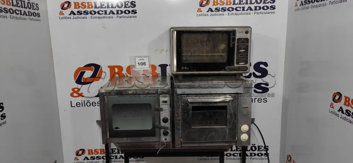 LOTE 106 - 03 FORNOS ELÉTRICOS DE MARCAS E MODELOS DIVERSOS.  (NO ESTADO) ATENÇÃO! FAZER A VISITAÇÃO ANTES DE ARREMATAR, NÃO SABEMOS SE FUNCIONA. LEILÃO NÃO TEM GARANTIA E NEM DEVOLUÇÃO, SUJEITO A POSSÍVEIS AVARIAS VISÍVEIS/OCULTAS E/OU AUSÊNCIA DE COMPONENTES.