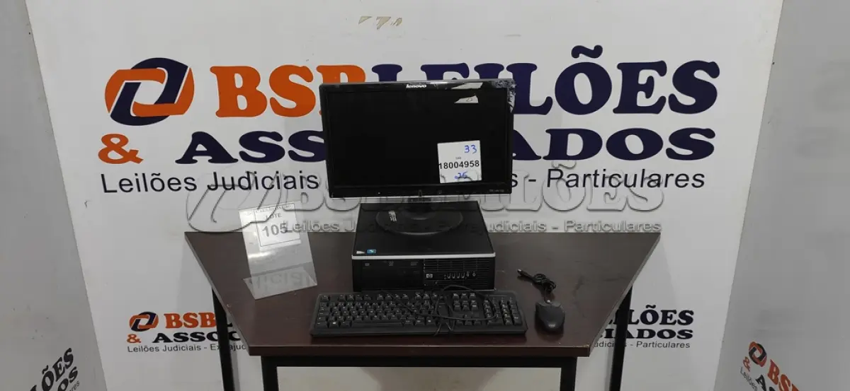 LOTE 105 - 01 CPU MARCA HP, 01 MONITOR MARCA LENOVO,01 TECLADO MARCA HP E 01 MOUSE.  (NO ESTADO) ATENÇÃO! FAZER A VISITAÇÃO ANTES DE ARREMATAR, NÃO SABEMOS SE FUNCIONA. LEILÃO NÃO TEM GARANTIA E NEM DEVOLUÇÃO, SUJEITO A POSSÍVEIS AVARIAS VISÍVEIS/OCULTAS E/OU AUSÊNCIA DE COMPONENTES.