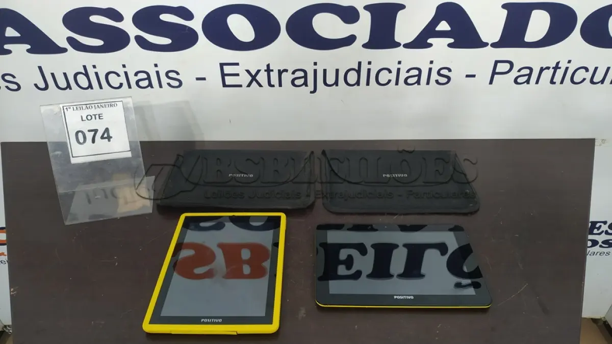 LOTE 074 - 02 TABLETS SEM FONTE MARCA POSITIVO. (NO ESTADO) ATENÇÃO! FAZER A VISITAÇÃO ANTES DE ARREMATAR, NÃO SABEMOS SE FUNCIONA, LEILÃO NÃO TEM GARANTIA E NEM DEVOLUÇÃO, SUJEITO A POSSÍVEIS AVARIAS VISÍVEIS/OCULTAS E/OU AUSÊNCIA DE COMPONENTES.