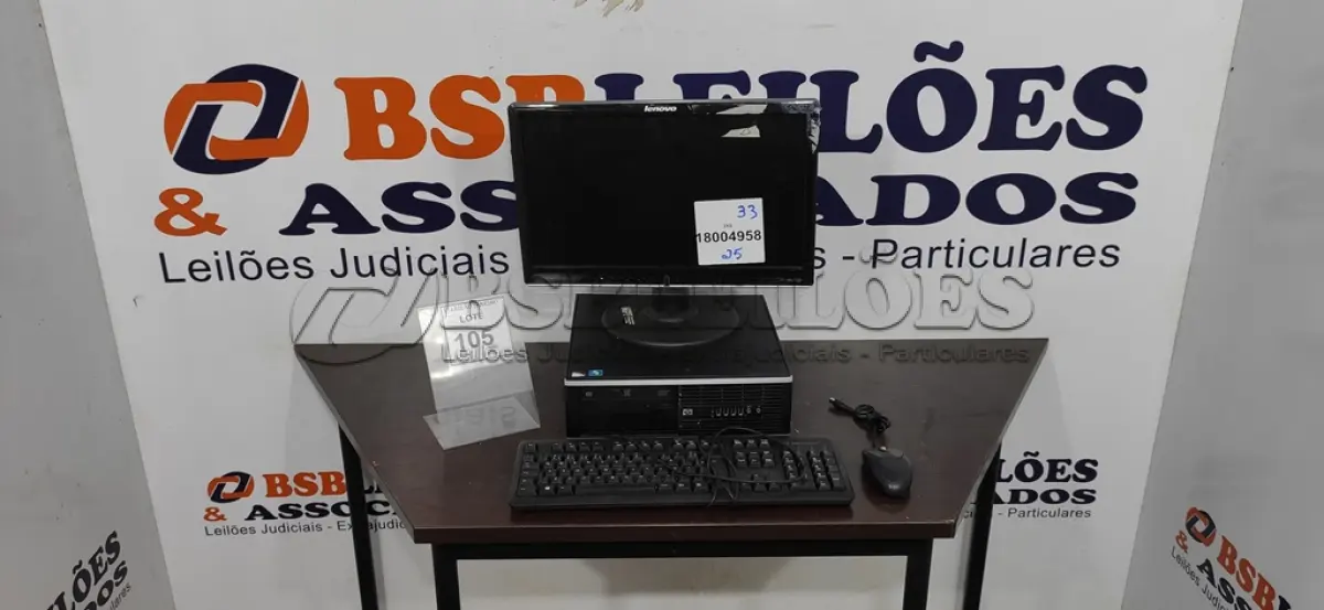 LOTE 105 - 01 CPU MARCA HP, 01 MONITOR MARCA LENOVO,01 TECLADO MARCA HP E 01 MOUSE.  (NO ESTADO) ATENÇÃO! FAZER A VISITAÇÃO ANTES DE ARREMATAR, NÃO SABEMOS SE FUNCIONA. LEILÃO NÃO TEM GARANTIA E NEM DEVOLUÇÃO, SUJEITO A POSSÍVEIS AVARIAS VISÍVEIS/OCULTAS E/OU AUSÊNCIA DE COMPONENTES.