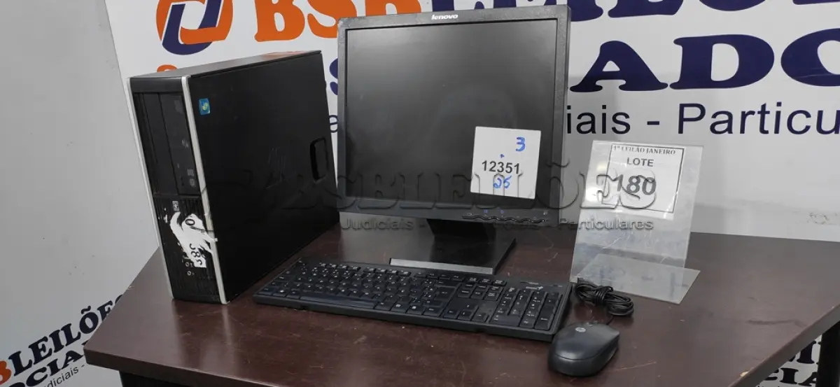 LOTE 180 - 01 CPU MARCA HP, 01 MONITOR MARCA LENOVO, 01 TECLADO E 01 MOUSE.  (NO ESTADO) ATENÇÃO! FAZER A VISITAÇÃO ANTES DE ARREMATAR, NÃO SABEMOS SE FUNCIONA. LEILÃO NÃO TEM GARANTIA E NEM DEVOLUÇÃO, SUJEITO A POSSÍVEIS AVARIAS VISÍVEIS/OCULTAS E/OU AUSÊNCIA DE COMPONENTES.