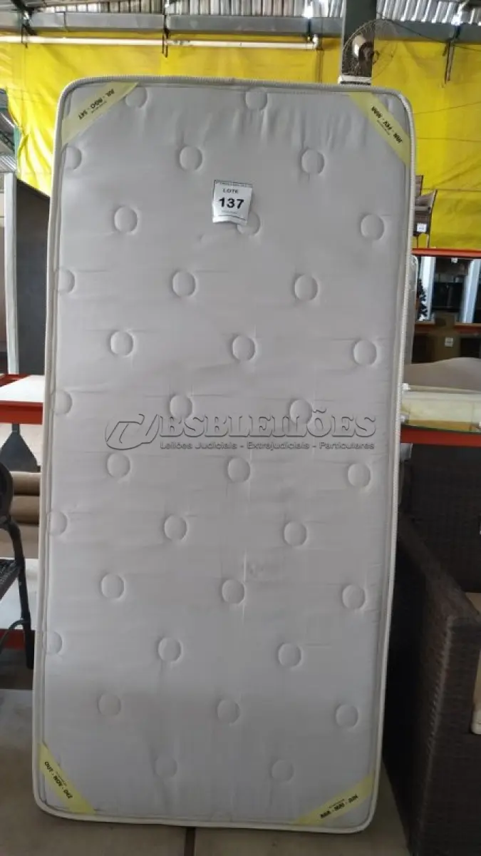 LOTE 137 - 01 COLCHÃO DE SOLTEIRO COM BASE 1,88CM X 88CM. (NO ESTADO EM QUE SE ENCONTRA. SUJEITO A AVARIAS OCULTAS/VISÍVEIS.) BJ7460C