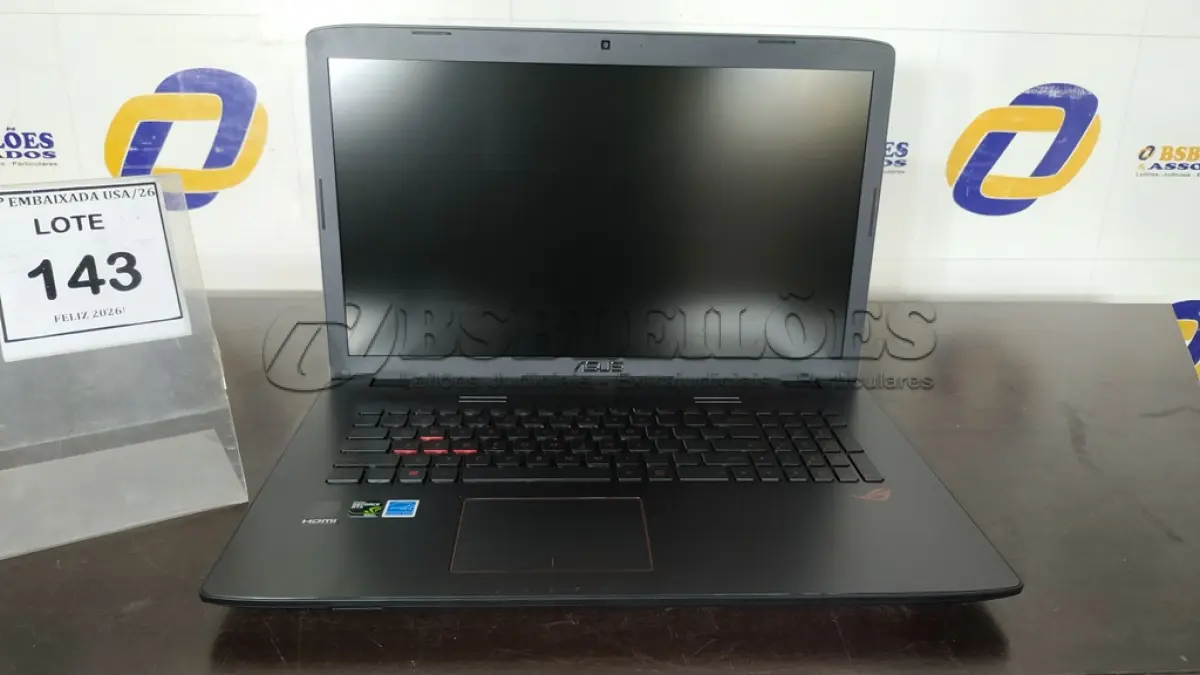 LOTE 143 - 01 NOTEBOOK ASUS SEM FONTE. (NO ESTADO EM QUE SE ENCONTRA. SUJEITO A AVARIAS OCULTAS/VISÍVEIS.) N/A