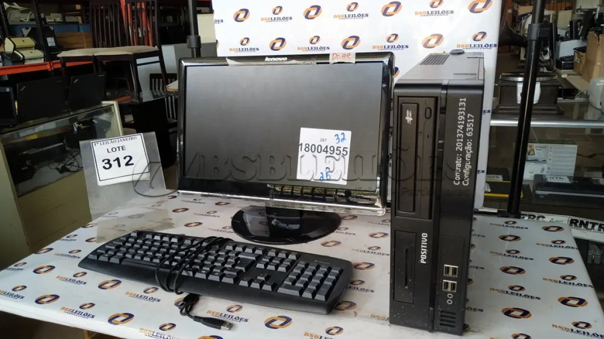 LOTE 312 - 01 CPU MARCA POSITIVO, 01 MONITOR MARCA LENOVO E 01 TECLADO MARCA ITAUTEC.  (NO ESTADO) ATENÇÃO! FAZER A VISITAÇÃO ANTES DE ARREMATAR, NÃO SABEMOS SE FUNCIONA. LEILÃO NÃO TEM GARANTIA E NEM DEVOLUÇÃO, SUJEITO A POSSÍVEIS AVARIAS VISÍVEIS/OCULTAS E/OU AUSÊNCIA DE COMPONENTES.