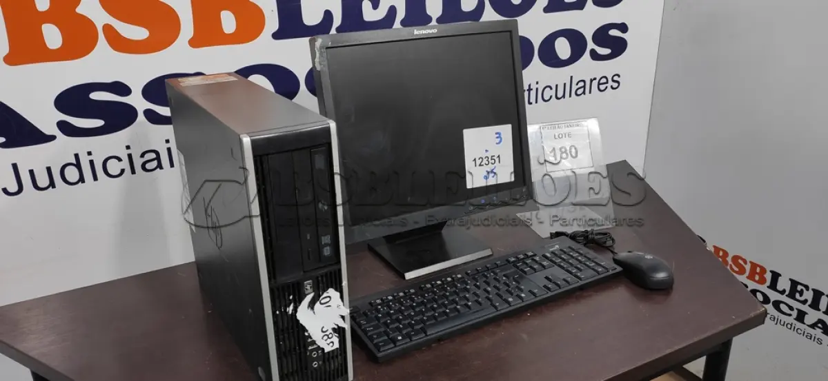 LOTE 180 - 01 CPU MARCA HP, 01 MONITOR MARCA LENOVO, 01 TECLADO E 01 MOUSE.  (NO ESTADO) ATENÇÃO! FAZER A VISITAÇÃO ANTES DE ARREMATAR, NÃO SABEMOS SE FUNCIONA. LEILÃO NÃO TEM GARANTIA E NEM DEVOLUÇÃO, SUJEITO A POSSÍVEIS AVARIAS VISÍVEIS/OCULTAS E/OU AUSÊNCIA DE COMPONENTES.