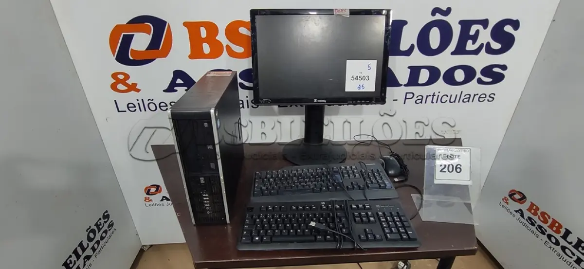 LOTE 206 - 01 CPU MARCA HP, 01 MONITOR MARCA INFOWAY, 02 TECLADOS E 01 MOUSE.  (NO ESTADO) ATENÇÃO! FAZER A VISITAÇÃO ANTES DE ARREMATAR, NÃO SABEMOS SE FUNCIONA. LEILÃO NÃO TEM GARANTIA E NEM DEVOLUÇÃO, SUJEITO A POSSÍVEIS AVARIAS VISÍVEIS/OCULTAS E/OU AUSÊNCIA DE COMPONENTES.