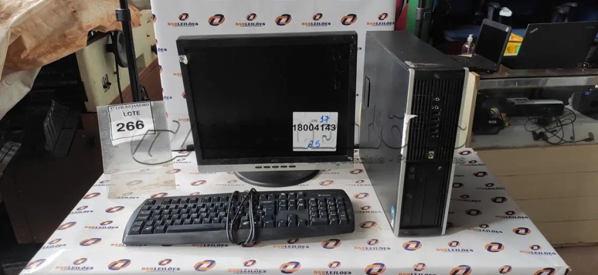 LOTE 266 - 01 CPU MARCA HP, 01 MONITOR MARCA AOC E 01 TECLADO MARCA ITAUTEC.  (NO ESTADO) ATENÇÃO! FAZER A VISITAÇÃO ANTES DE ARREMATAR, NÃO SABEMOS SE FUNCIONA. LEILÃO NÃO TEM GARANTIA E NEM DEVOLUÇÃO, SUJEITO A POSSÍVEIS AVARIAS VISÍVEIS/OCULTAS E/OU AUSÊNCIA DE COMPONENTES.