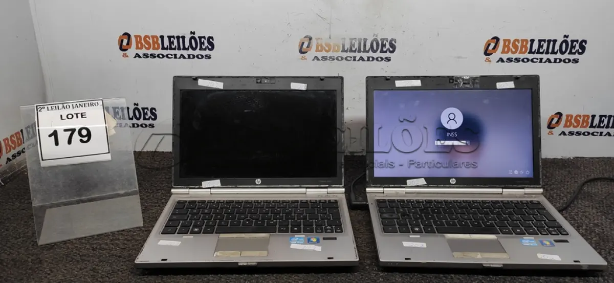 LOTE 179 - 02 NOTEBOOKS MARCA HP. (NO ESTADO) ATENÇÃO! FAZER A VISITAÇÃO ANTES DE ARREMATAR, NÃO SABEMOS SE FUNCIONA. LEILÃO NÃO TEM GARANTIA E NEM DEVOLUÇÃO, SUJEITO A POSSÍVEIS AVARIAS VISÍVEIS/OCULTAS E/OU AUSÊNCIA DE COMPONENTES.