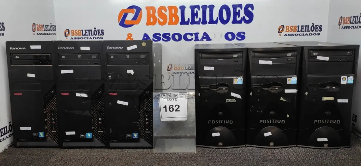 LOTE 162 - 03 CPUS MARCA POSITIVO E 03 CPUS MARCA LENOVO. (NO ESTADO) ATENÇÃO! FAZER A VISITAÇÃO ANTES DE ARREMATAR, NÃO SABEMOS SE FUNCIONA. LEILÃO NÃO TEM GARANTIA E NEM DEVOLUÇÃO, SUJEITO A POSSÍVEIS AVARIAS VISÍVEIS/OCULTAS E/OU AUSÊNCIA DE COMPONENTES.