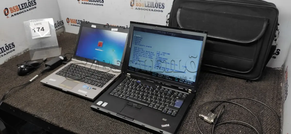 LOTE 174 - 01 NOTEBOOK MARCA HP COM MOUSE E FONTE E 01 NOTEBOOK MARCA LENOVO SÉRIE THINKPAD. (NO ESTADO) ATENÇÃO! FAZER A VISITAÇÃO ANTES DE ARREMATAR, NÃO SABEMOS SE FUNCIONA. LEILÃO NÃO TEM GARANTIA E NEM DEVOLUÇÃO, SUJEITO A POSSÍVEIS AVARIAS VISÍVEIS/OCULTAS E/OU AUSÊNCIA DE COMPONENTES.