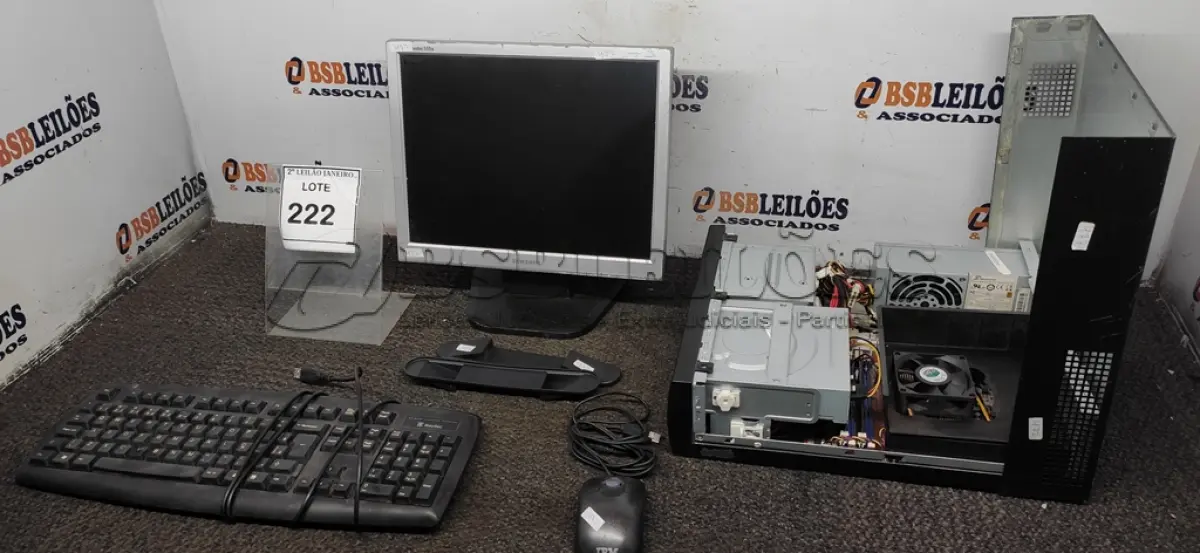 LOTE 222 - 01 MONITOR MARCA SAMSUNG, 01 CPU INFORWAY 4GB HD 500, 01 MOUSE , 01 TECLADO , 01 BASE DE CPU E CABO DE FORÇA. (NO ESTADO) ATENÇÃO! FAZER A VISITAÇÃO ANTES DE ARREMATAR, NÃO SABEMOS SE FUNCIONA. LEILÃO NÃO TEM GARANTIA E NEM DEVOLUÇÃO, SUJEITO A POSSÍVEIS AVARIAS VISÍVEIS/OCULTAS E/OU AUSÊNCIA DE COMPONENTES.
