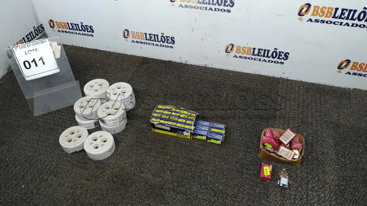 LOTE 011 - 10 TOMADAS POLARIZADAS DE LOUÇA REDONDA EGRANDE QUANTIDADE DE CADEADOS PARA TELEFONE. (NO ESTADO) ATENÇÃO! FAZER A VISITAÇÃO ANTES DE ARREMATAR, NÃO SABEMOS SE FUNCIONA. LEILÃO NÃO TEM GARANTIA E NEM DEVOLUÇÃO, SUJEITO A POSSÍVEIS AVARIAS VISÍVEIS/OCULTAS E/OU AUSÊNCIA DE COMPONENTES.
